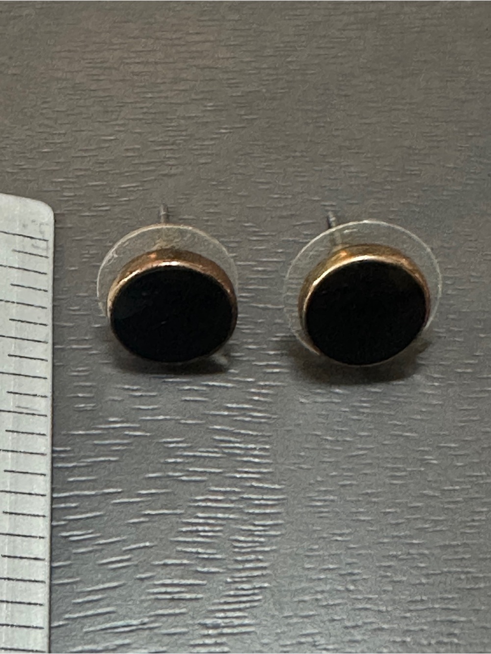 Round Black Onyx-Look Stud Earrings